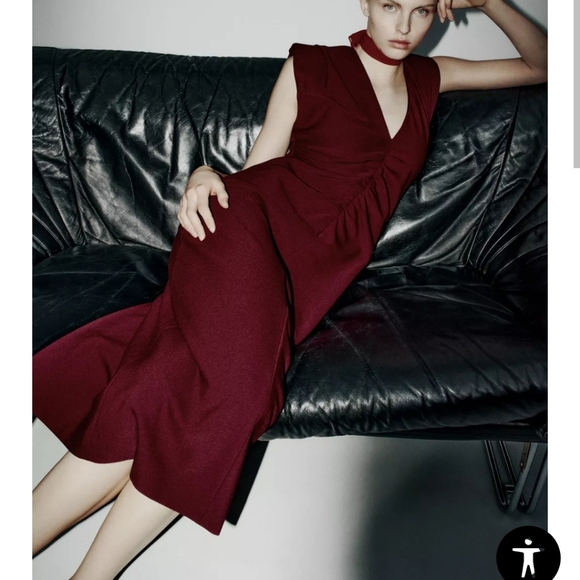 Zara Dresses & Skirts - Zara Burgundy Midi Dress